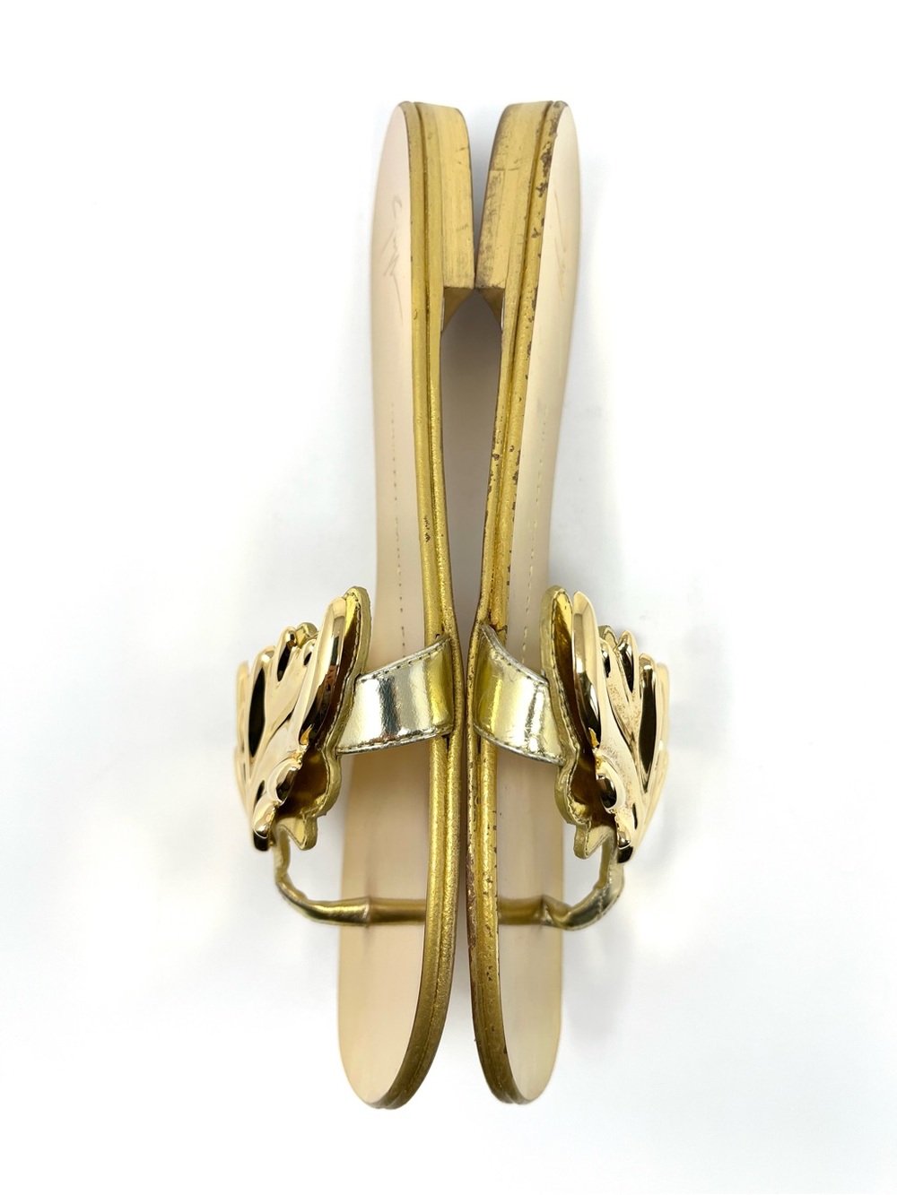 Giuseppe Zanotti Gold Cruel Summer Wing Flat Leather Thong Sandals 36.5 6.5 - Picture 2 of 8